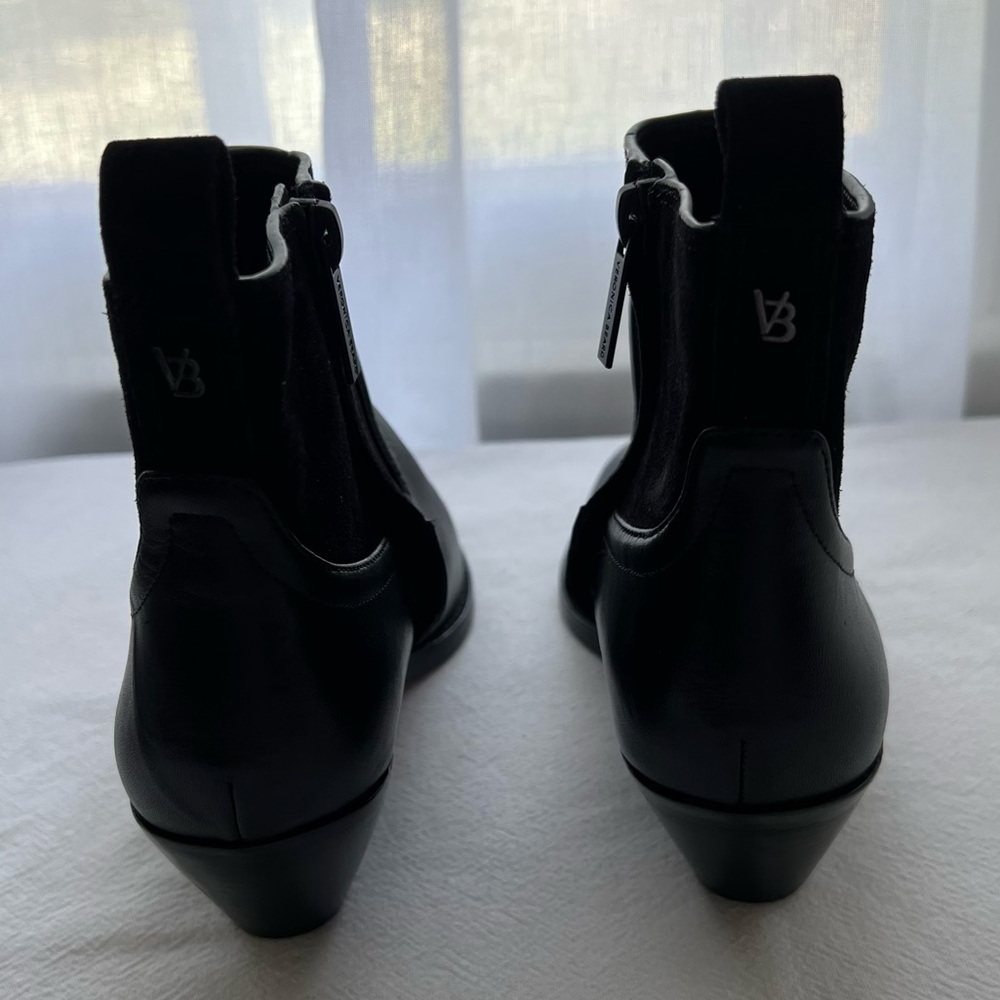 Veronica Beard Kinsley Mixed Leather Ankle Booties in Black Size 6.5 New - Picture 3 of 9